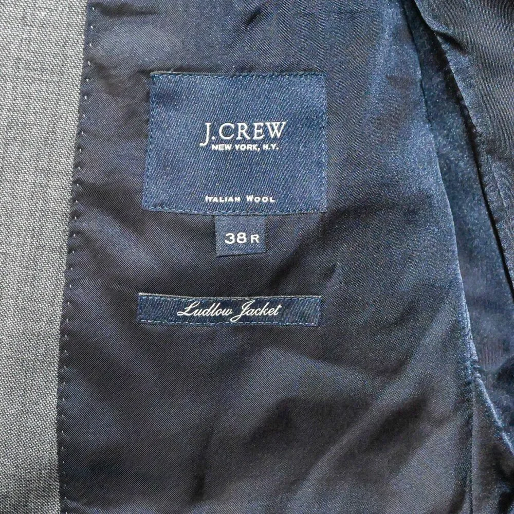 J.Crew Ludlow Blazer Jacket Gray tollegno 1900 Italian Worsted wool 38R